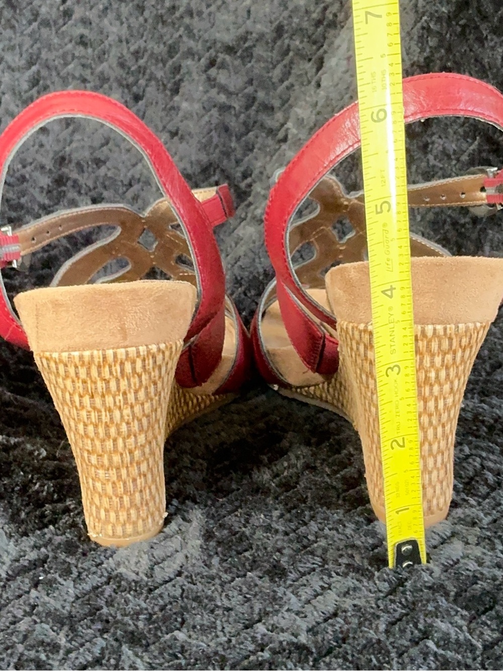 AEROSOLES Red Strappy Wedge Sandals - Picture 4 of 8